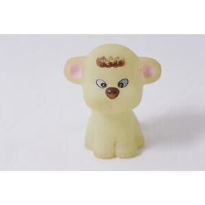 Vintage Soma Glo Friends Style Glow In The Dark Puppy Yellow Small Rubber Toy ~